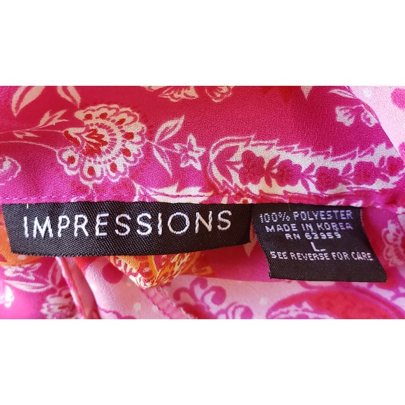 Impressions size large pink & orange button up blouse - Picture 5 of 5